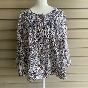 •Choices• Linen Shirred ButtonTop - Size 3X